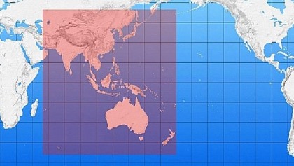 Obecny zasięg chińskiej nawigacji satelitarnej